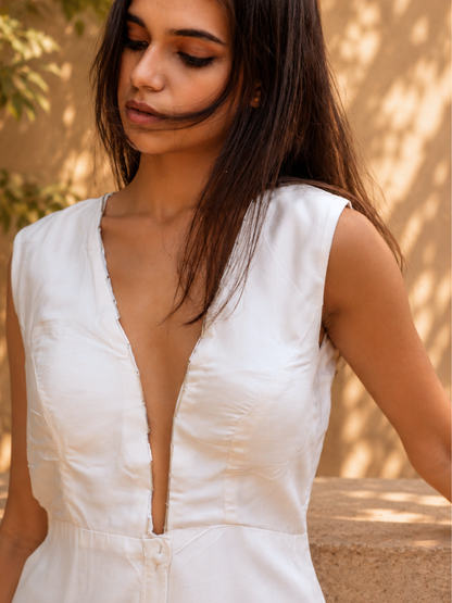 Covey White Organic Cotton Dress | Jhultaru