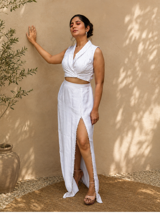 Gigi-Lottie White Tencel Co-Ord Set | Jhultaru