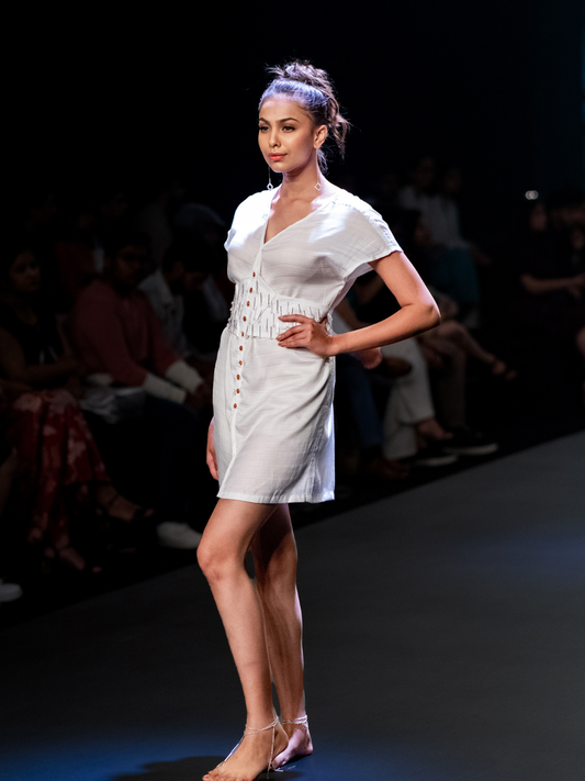 Starstruck White Tencel Dress | Jhultaru