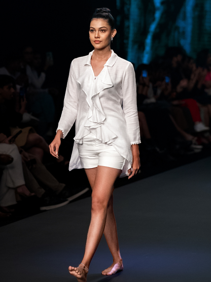 Misty White Tencel Jacket | Jhultaru