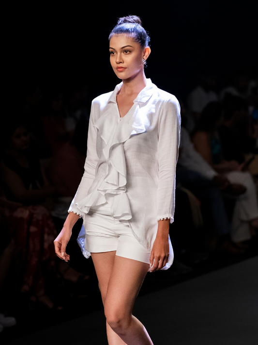 Misty White Tencel Jacket | Jhultaru