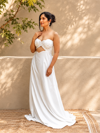 Kiara White Tencel Gown | Jhultaru