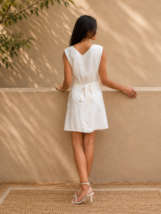 Amani White Tencel Wrap Dress | Jhultaru