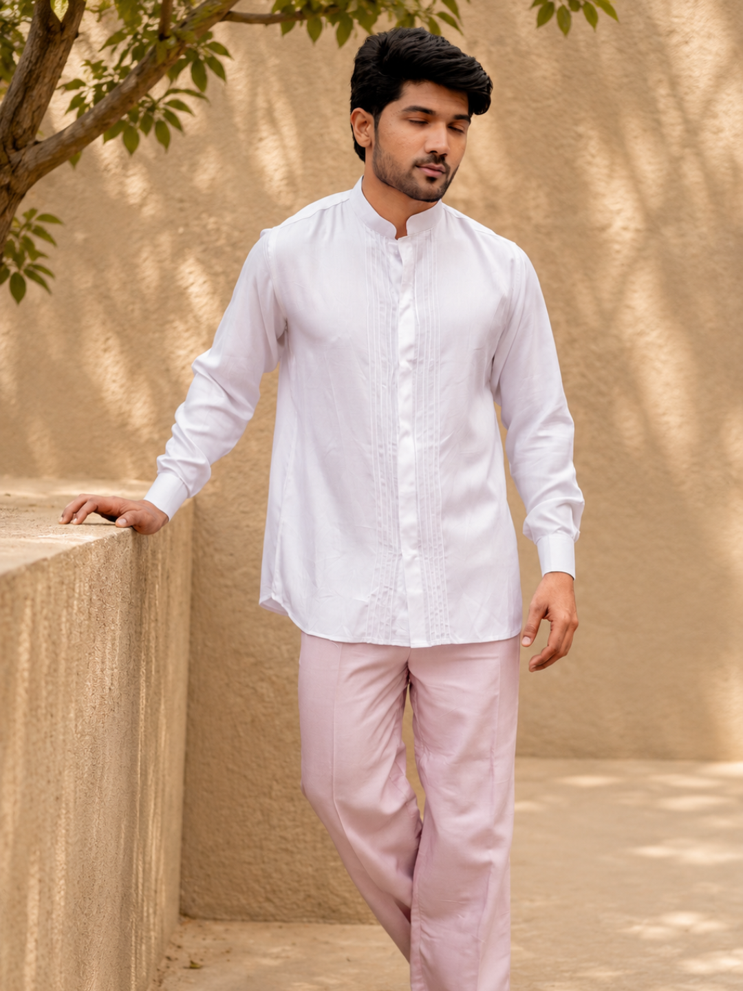 Rowan Pin Tucked Tencel Shirt | Jhultaru