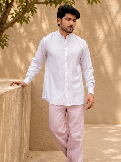 Rowan Pin Tucked Tencel Shirt | Jhultaru