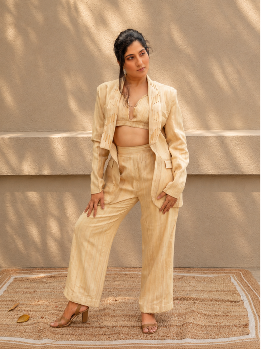 Elysia Silk Blazer Set | Jhultaru
