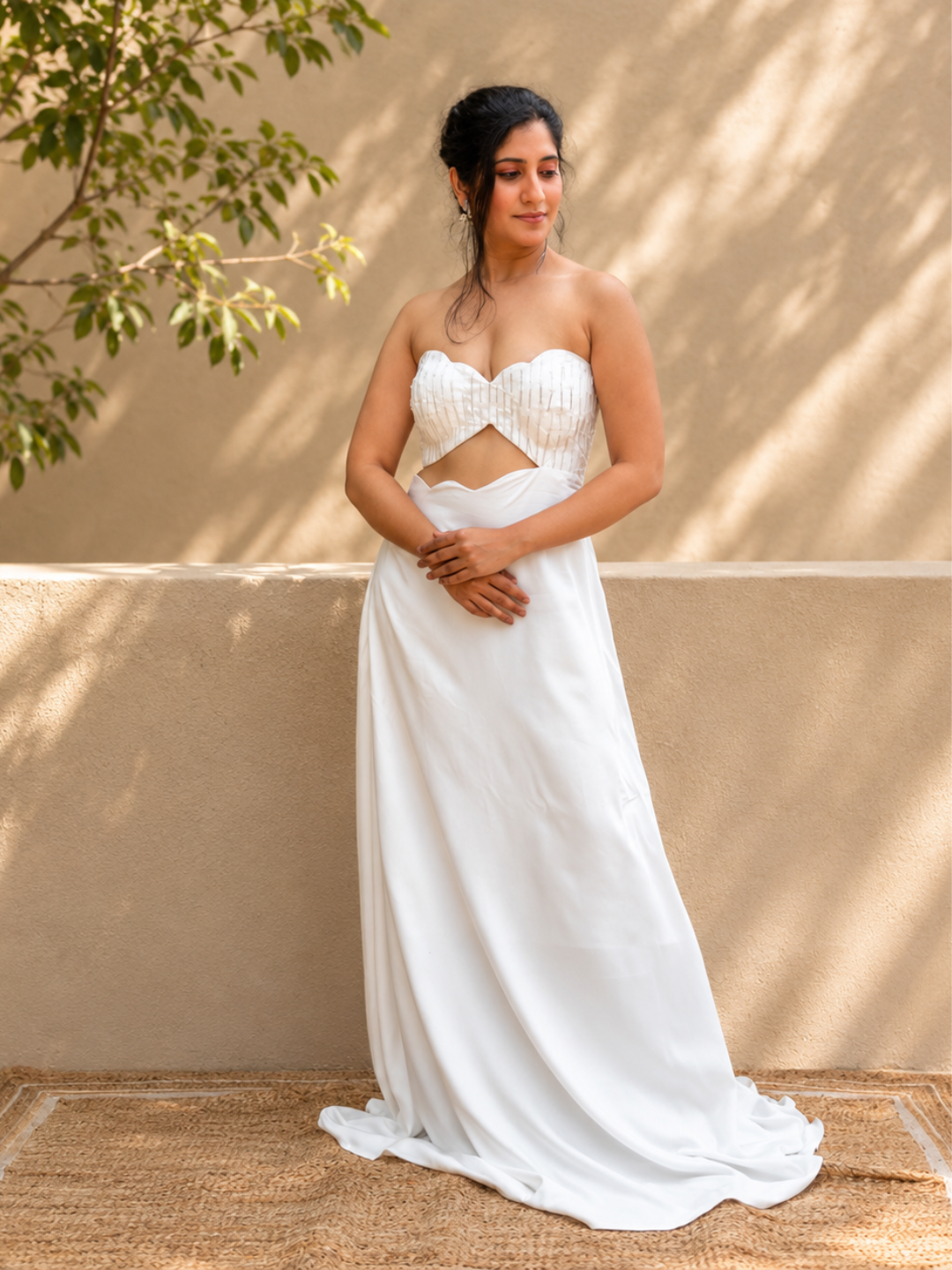 Kiara White Tencel Gown | Jhultaru