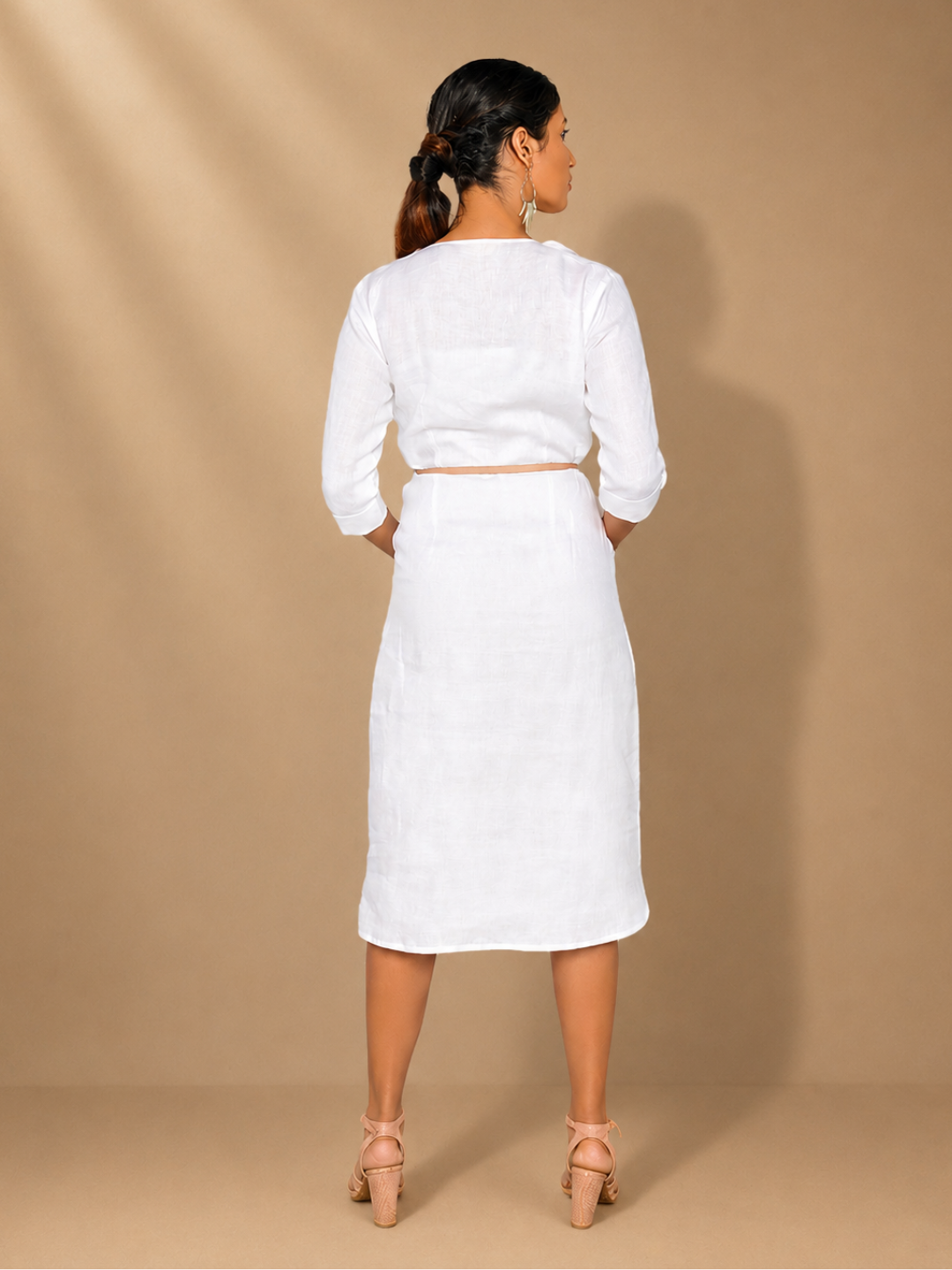 Saira White Formal Hemp Shirt Dress | Jhultaru