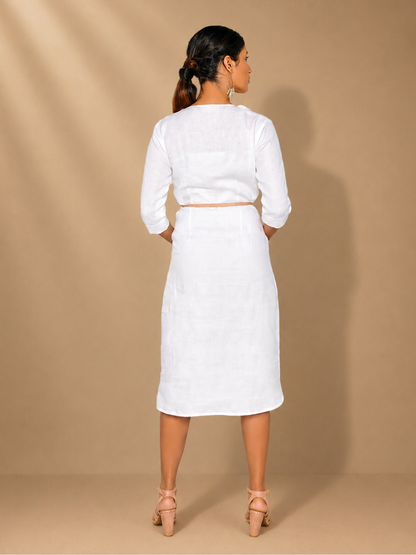 Saira White Formal Hemp Shirt Dress | Jhultaru