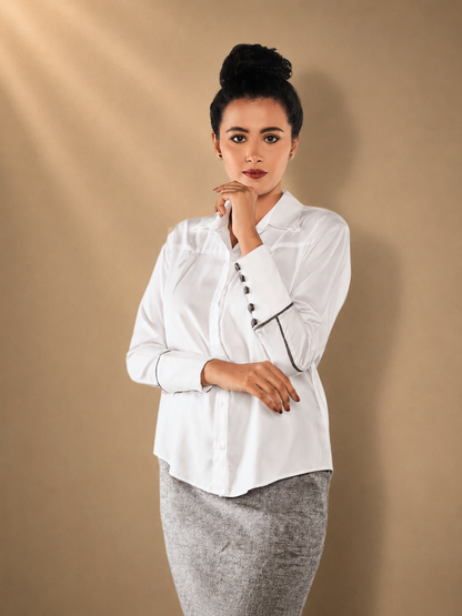 Eira Formal White Tencel Shirt | Jhultaru