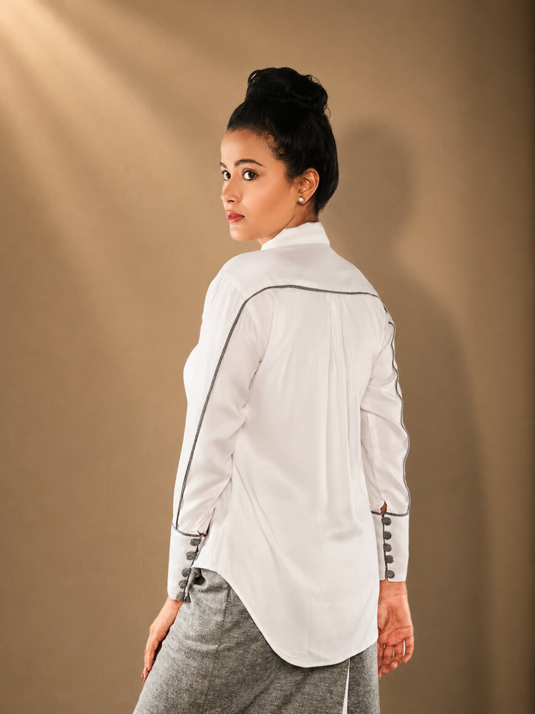 Eira Formal White Tencel Shirt | Jhultaru