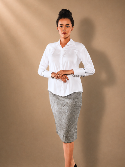 Eira Formal White Tencel Shirt | Jhultaru