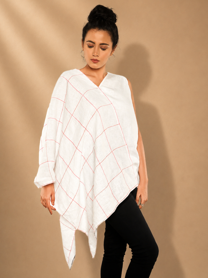 Aivah White Asymmetric Hemp Top | Jhultaru
