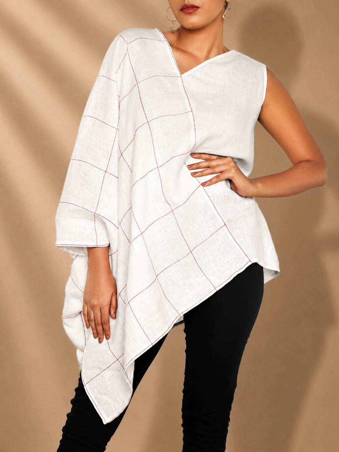Aivah White Asymmetric Hemp Top | Jhultaru