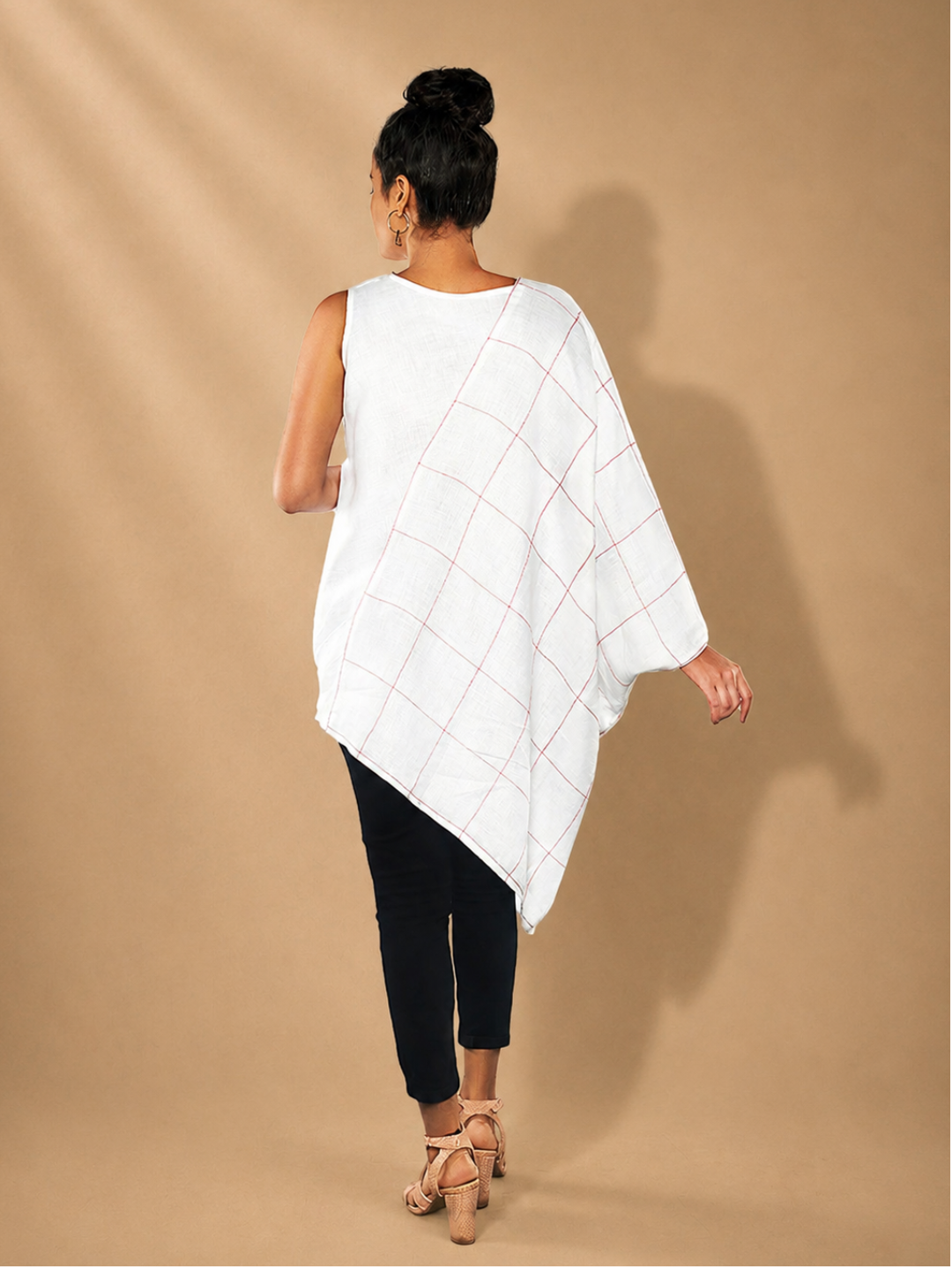 Aivah White Asymmetric Hemp Top | Jhultaru