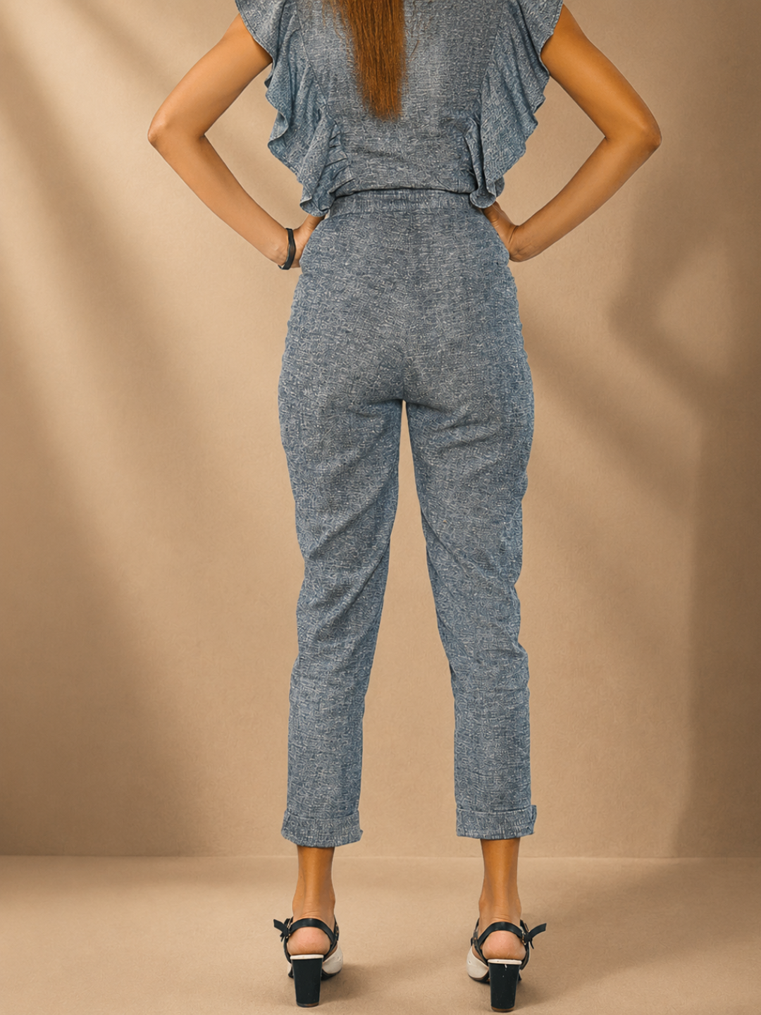 Kaia High Waist Belted Tapered Grey Hemp Pants | Jhultaru