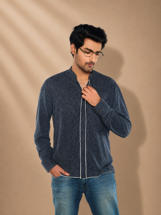 Lior Grey Recycled Polyester & Hemp Shirt | Jhultaru