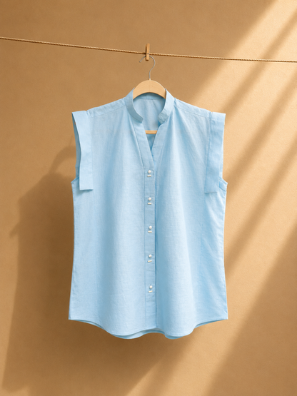 Noa Sky Blue Linen Shirt | Jhultaru