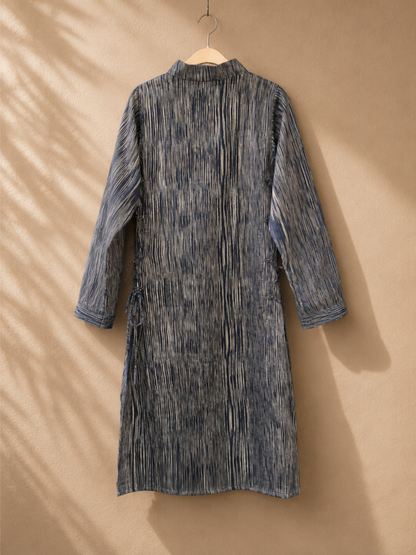 Siona Dark Blue Kurta - Handwoven Tussar Silk | Jhultaru