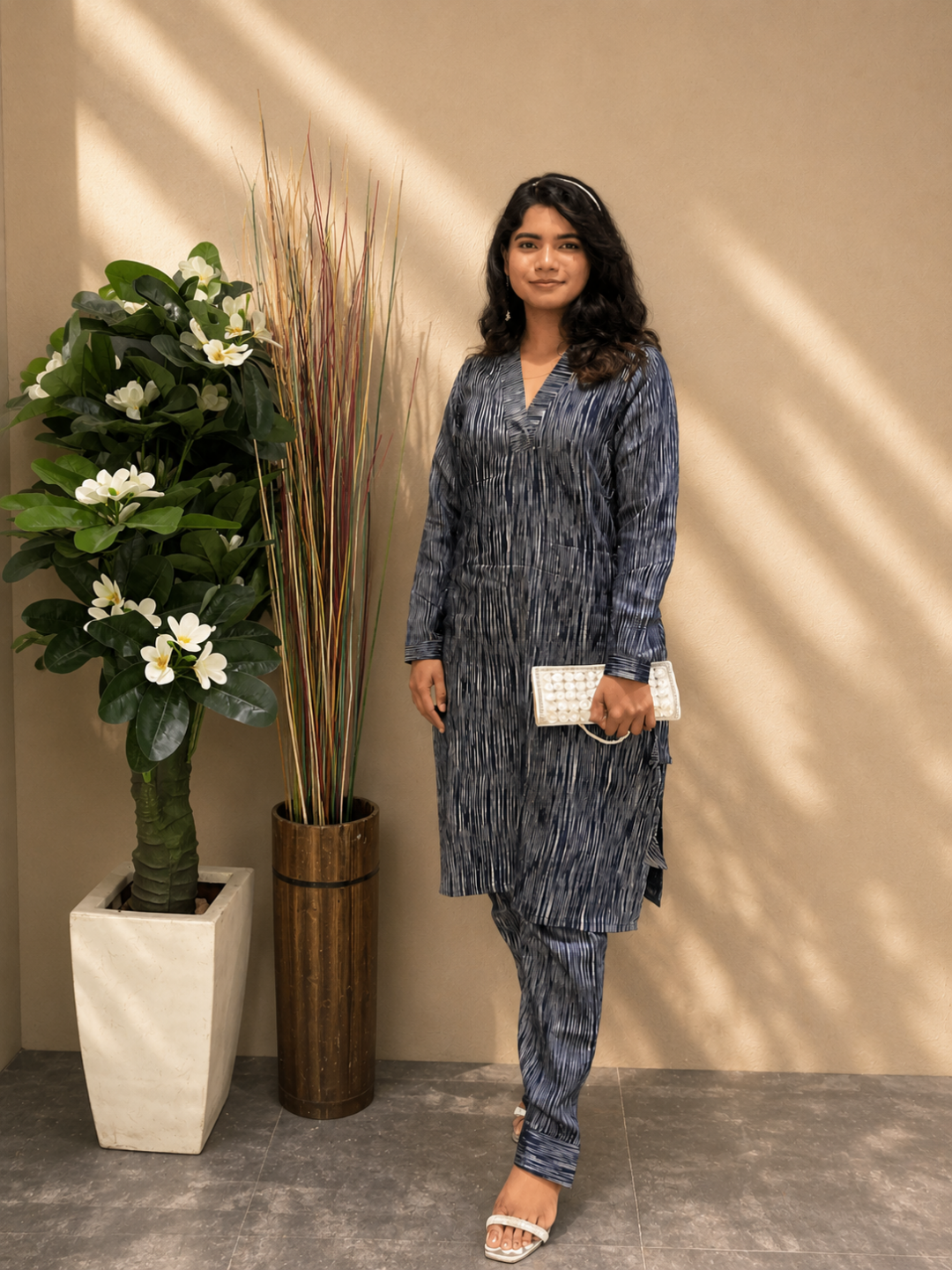 Siona Dark Blue Pants- Handwoven Tussar Silk | Jhultaru