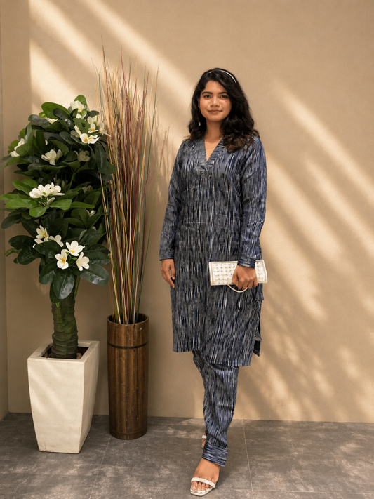 Siona Co-ord Set- Handwoven Kurta & Pant Set in Tussar Silk | Jhultaru