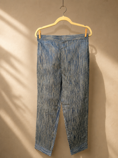 Siona Dark Blue Pants- Handwoven Tussar Silk | Jhultaru