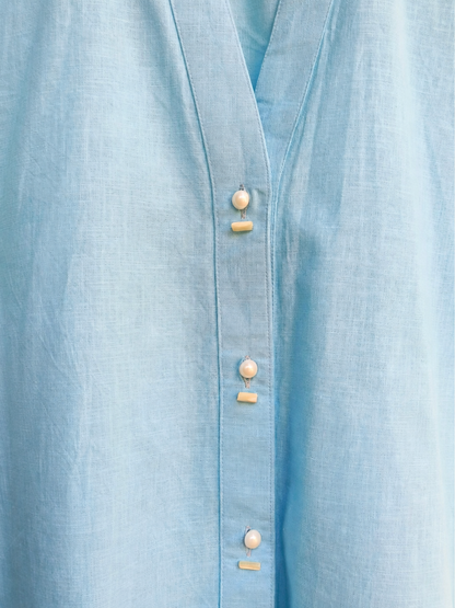 Noa Sky Blue Linen Shirt | Jhultaru