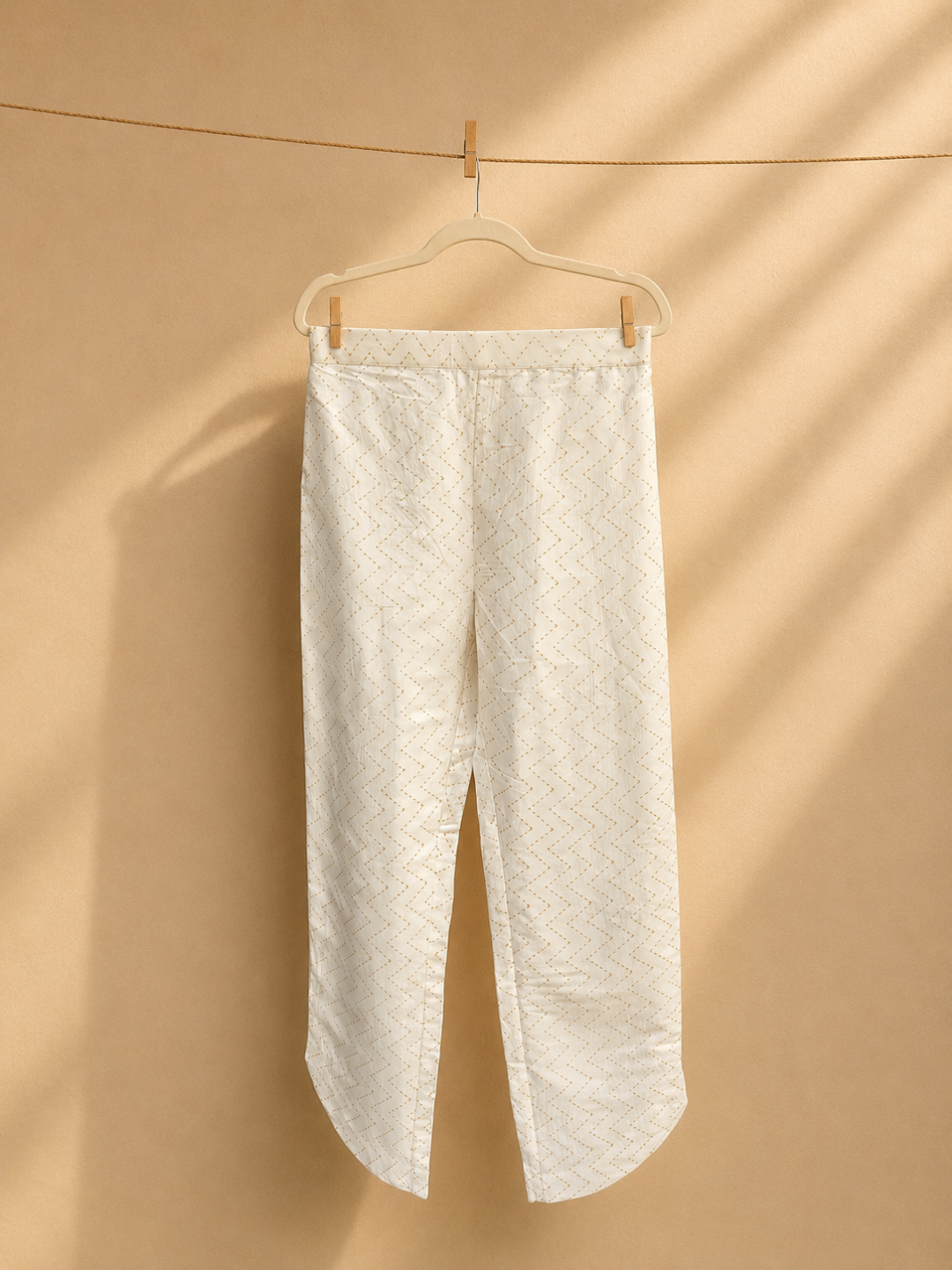 Selene White Pants- Kosa Silk with Gold Weave | Jhultaru