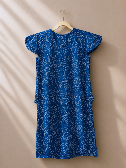 Azura Bright Blue Kurta- Handcrafted Kosa Silk Kurta | Jhultaru