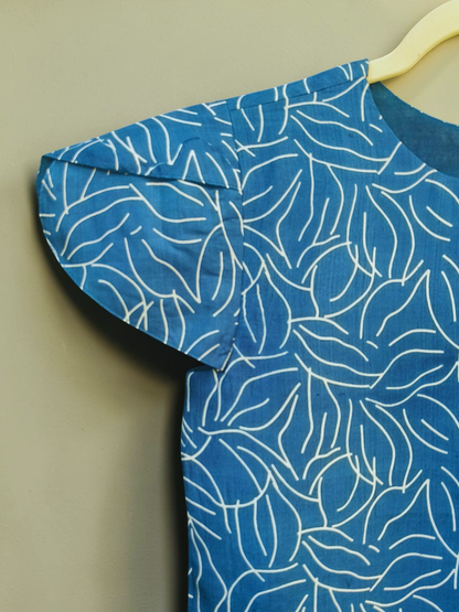 Azura Bright Blue Kurta- Handcrafted Kosa Silk Kurta | Jhultaru