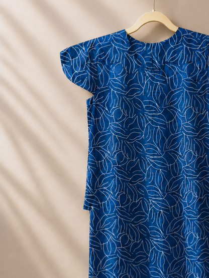 Azura Bright Blue Kurta- Handcrafted Kosa Silk Kurta | Jhultaru