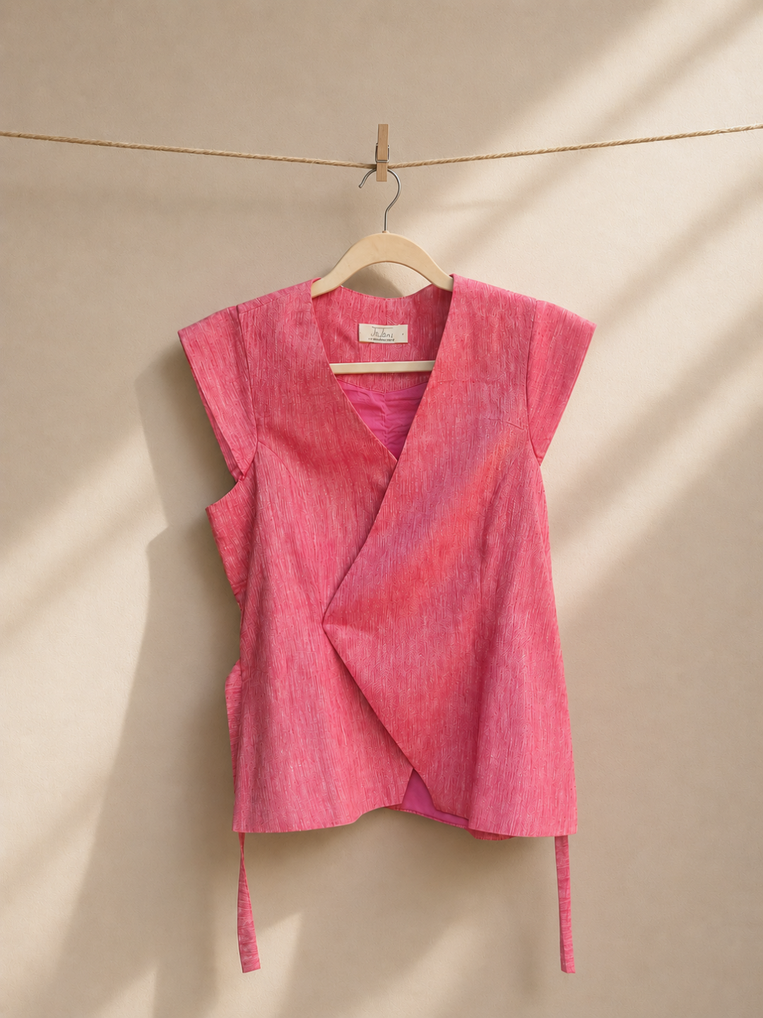 Rose Wrap Vest in Handwoven Khadi Cotton | Jhultaru