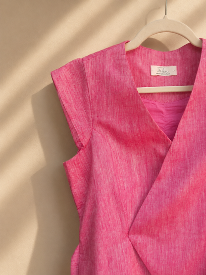 Rose Wrap Vest in Handwoven Khadi Cotton | Jhultaru