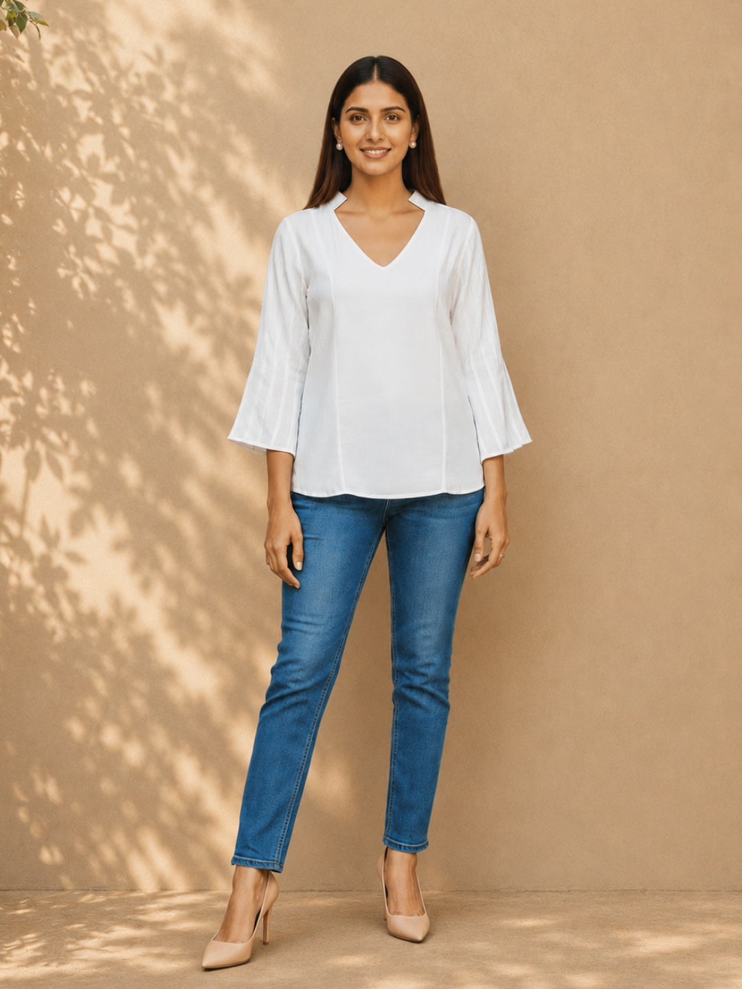 Ivora White Tencel Top | Jhultaru