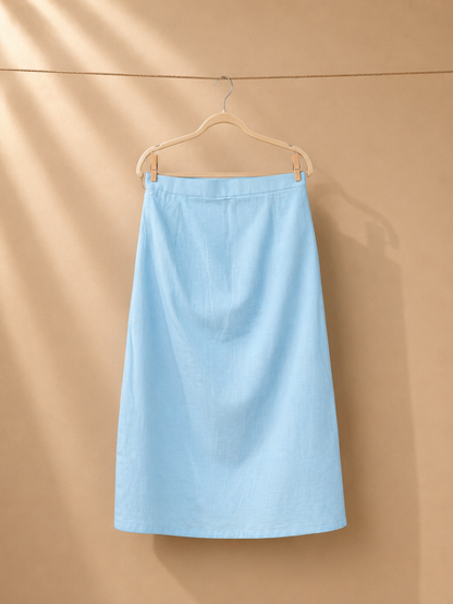 Noa Sky Blue Linen Skirt | Jhultaru