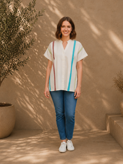Celest White Organic Cotton Shirt | Jhultaru