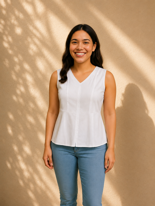 Snowe White Hemp Top | Jhultaru