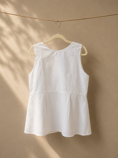 Snowe White Hemp Top | Jhultaru