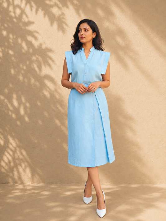Noa Sky Blue Linen Skirt | Jhultaru
