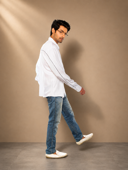 Elion White Tencel Men's Shirt | Jhultaru