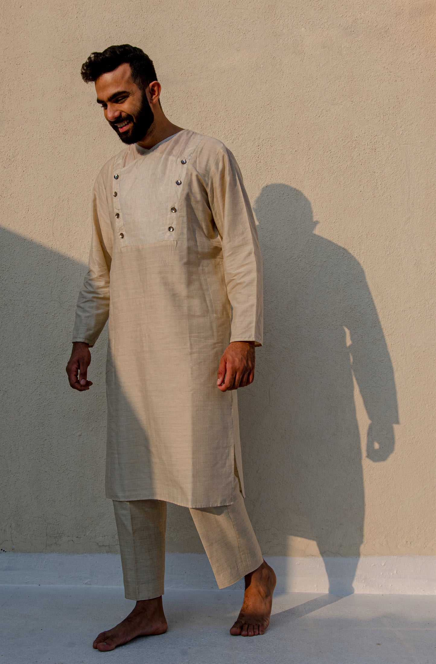 Beige Overlap Kurta