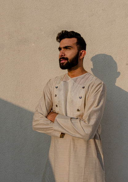 Beige Overlap Kurta