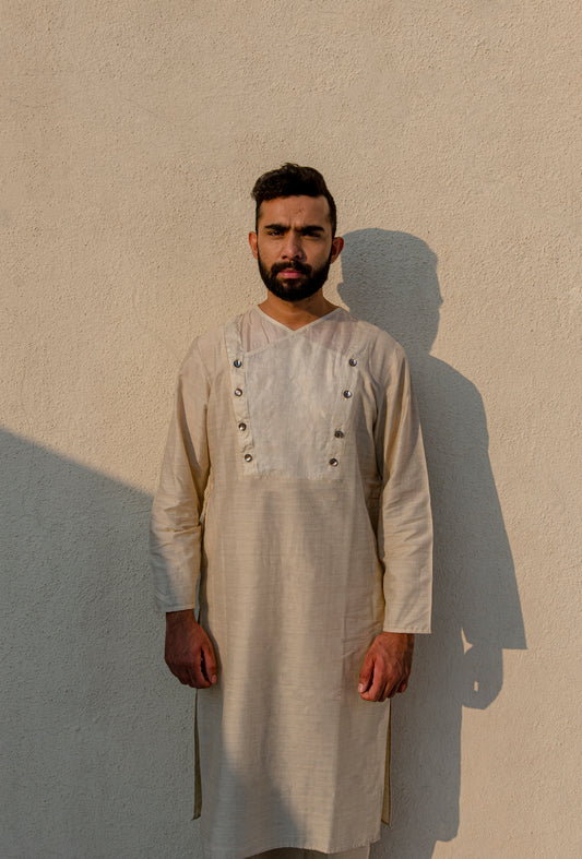 Beige Overlap Kurta