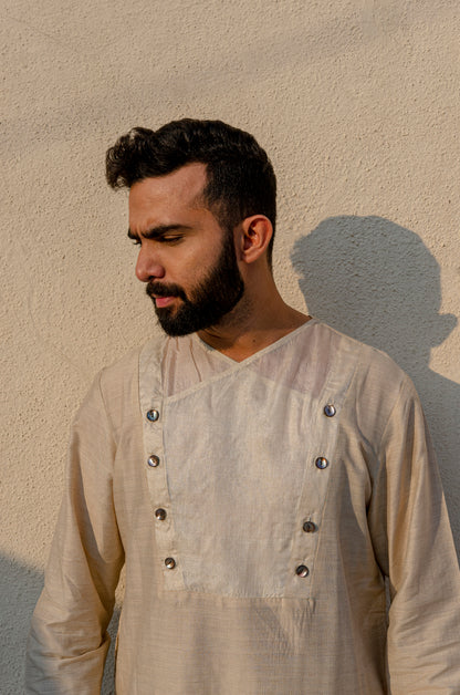 Beige Overlap Kurta