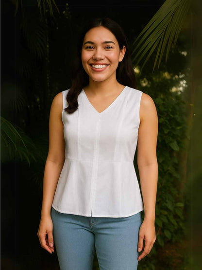 Snowe White Hemp Top | Jhultaru